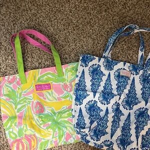 Lilly Pulitzer Colorful Canvas Tote Bags Set